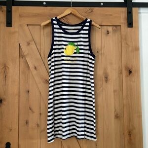 KATE SPADE Sleeveless White Navy Blue Striped Dress Cotton Modal Blend Size M